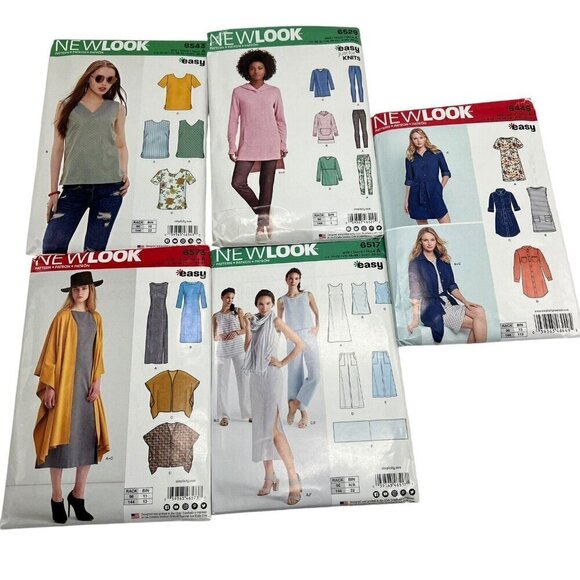 5 NEW LOOK Uncut Patterns Women Shirt Dress Tops Sheath Dress Coat Easy Size A - Picture 1 of 6